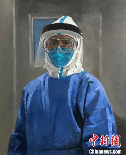 孙洪敏新作《逆行的天使》,受访者供图。 受访者供图 摄 讴歌疫情英雄 知名油画家孙洪敏画了一幅最美女孩